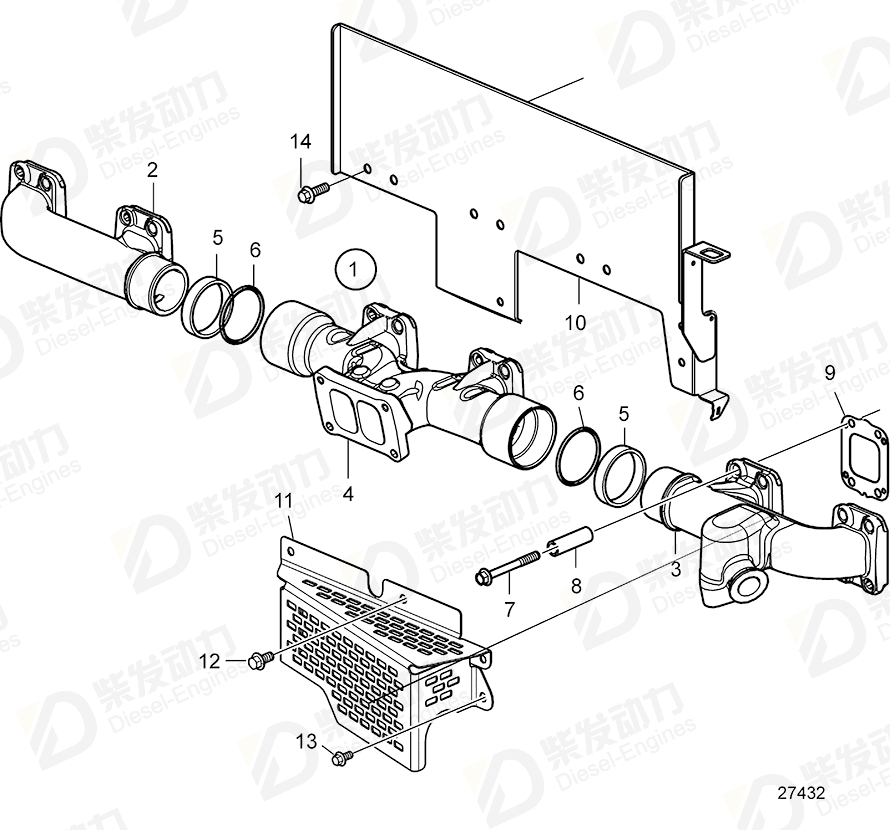 VOLVO Exhaust Manifold 22446424 Drawing